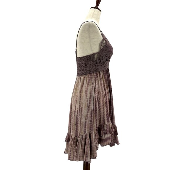 Free People FP One Womens XS Dress Adella Tie Dye Slip Plum Plunge Mini Boho - Picture 6 of 11